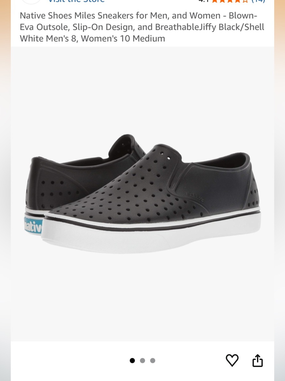 Native Shoes Black Perforated Slip-On with White Sole